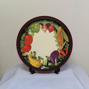 Vintage Fall Harvest Vegetables Metal Tray - 13" Potpourri Designs Serving Tray